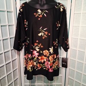 NEW! ISCA S Black Floral Top 6636